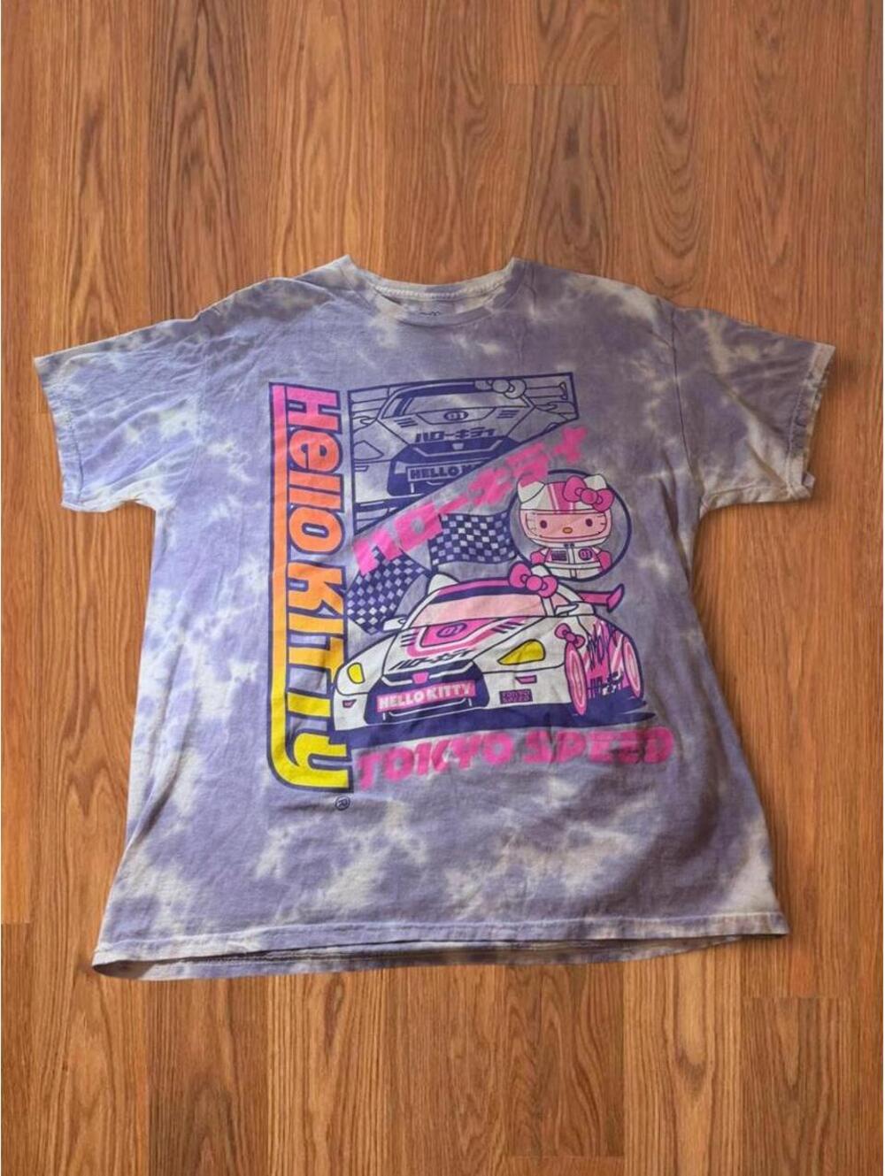 Hello Kitty Racing Tee Shirt Tokyo Speed Graphic Tie Dye Size Large L